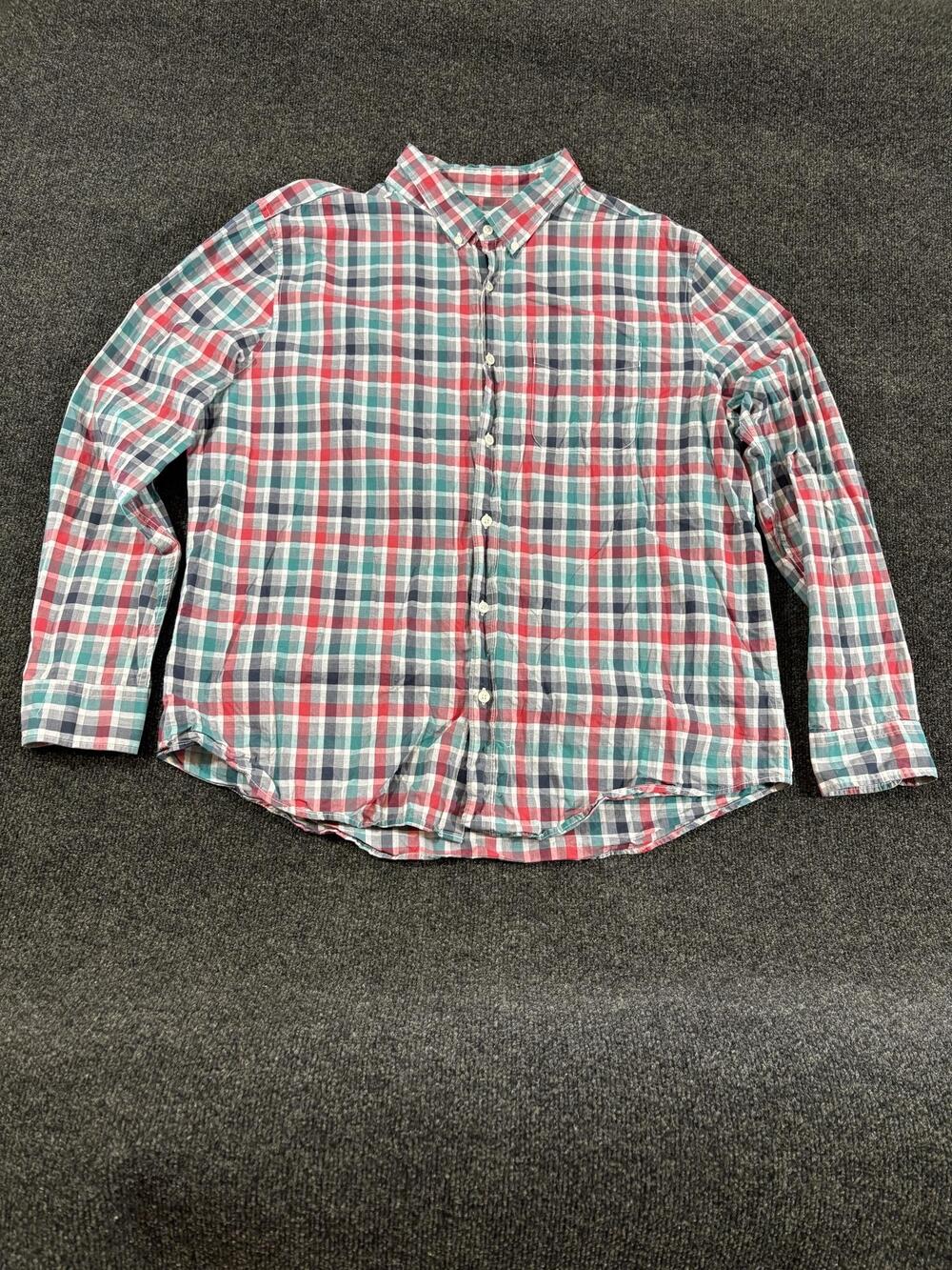 American Eagle Shirt Mens 2XL Multicolor Plaid Long Sleeve Button Up Casual
